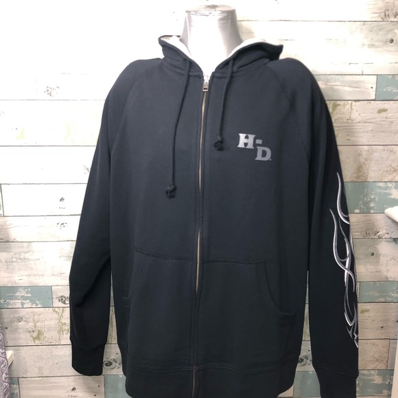 Harley Davidson Zip Up Hoodie Sweatshirt Size L - Picture 2 of 6